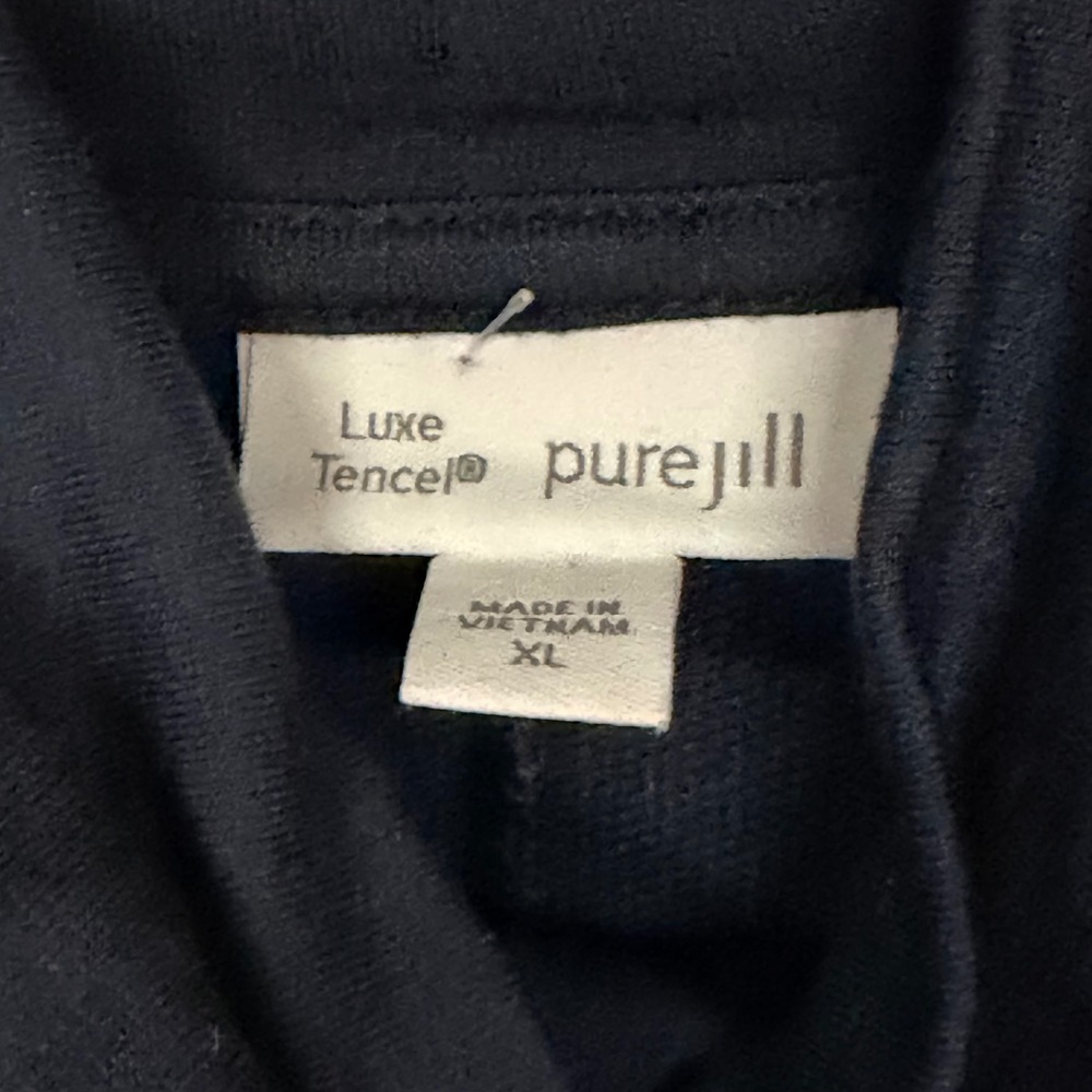 J Jill Pure Jill Luxe Tencel Shift Dress Womens XL Blue Turtleneck Liquid Drape - Picture 14 of 16